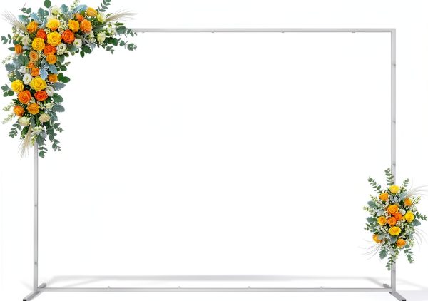 Wokceer Metal Wedding Arch Stand Square White Gold Decor-0