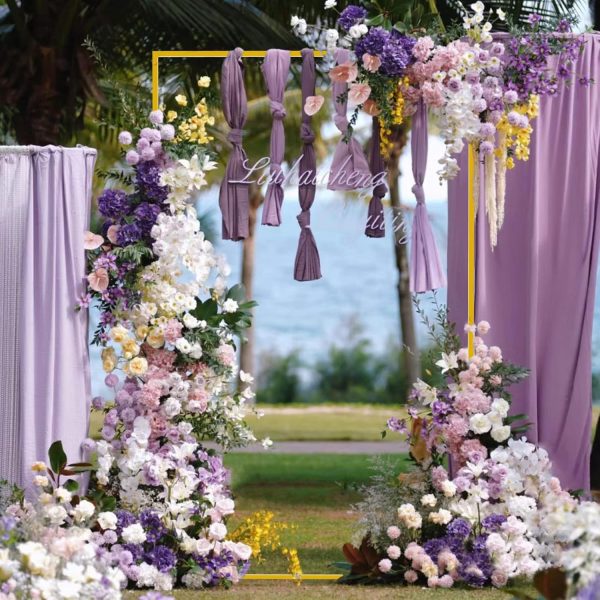 Fomcet Gold Steel Wedding Arch for Ceremony Decorations-3