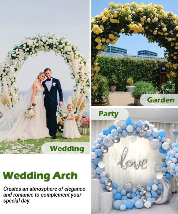 Queension 8FT Metal Wedding Arch Garden Trellis Black Gold-4