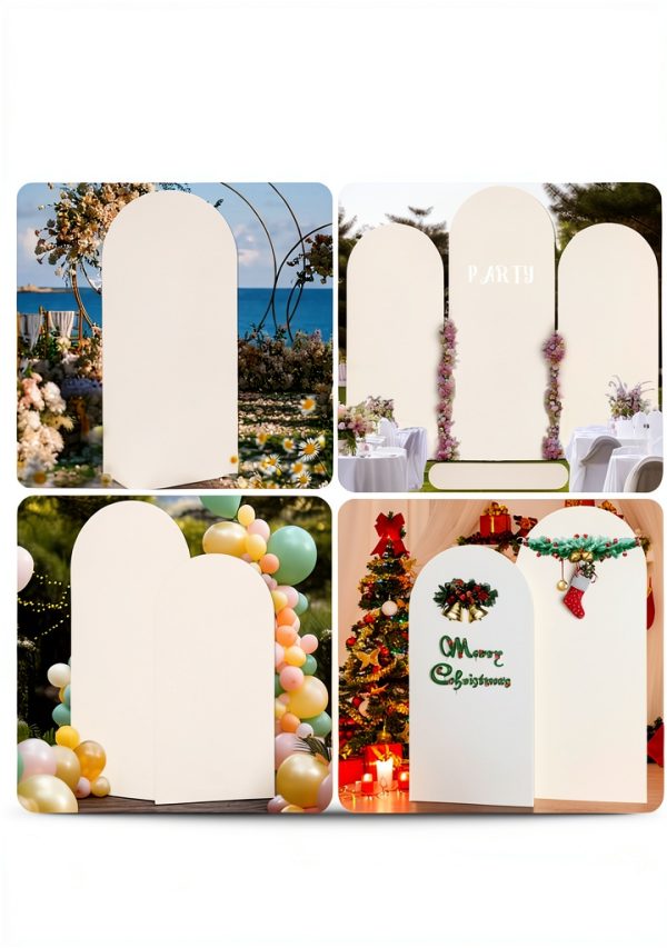 JCJ Spandex Wedding Arch Cover 6.6ft Beige Backdrop-4