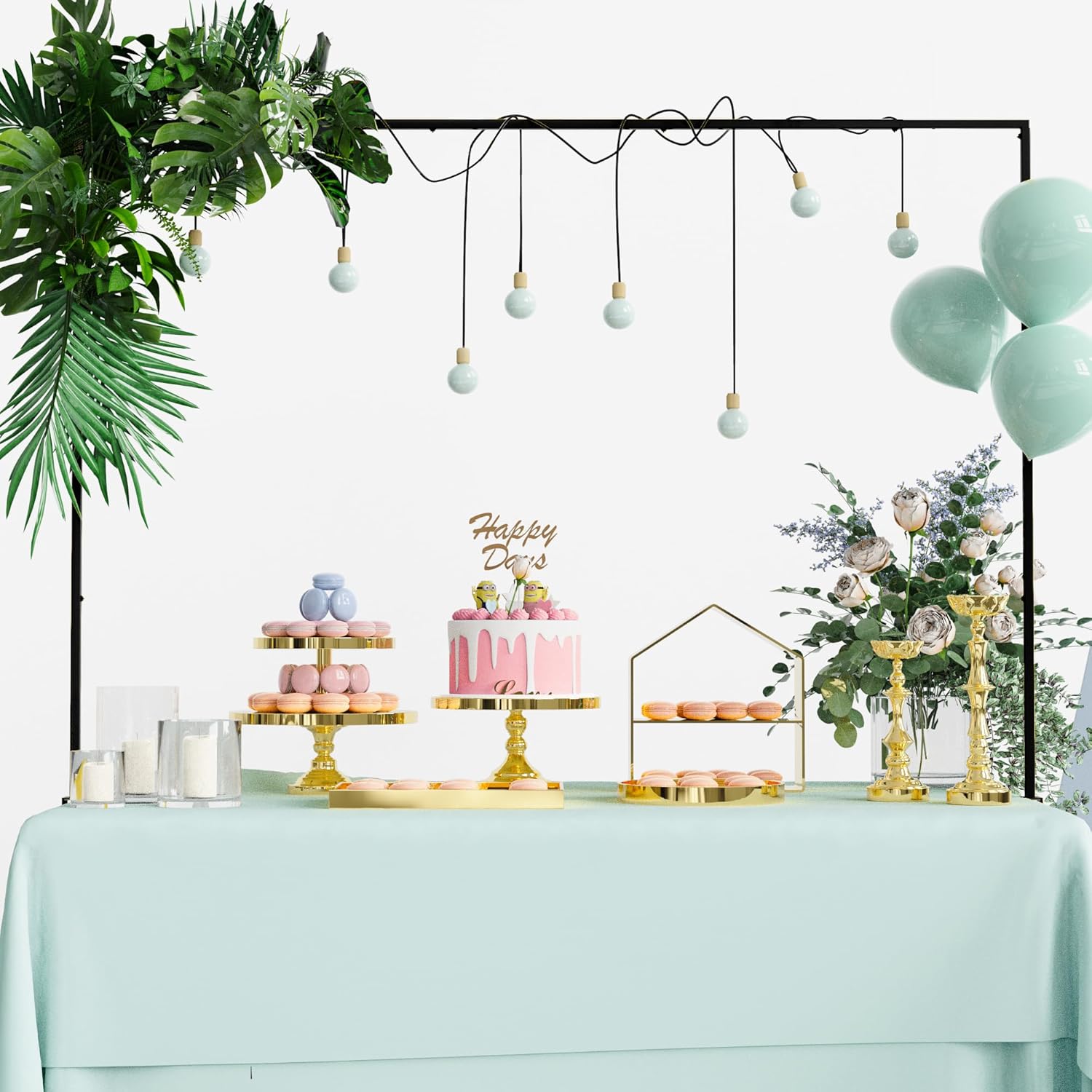 Xiomot Adjustable Table Arch set up at a wedding reception