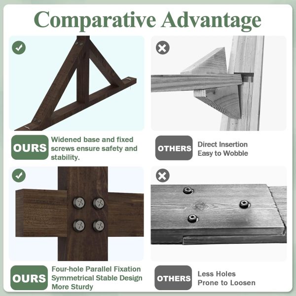Fomcet Square Wood Arch Garden Arbor Brown Traditional Style-1