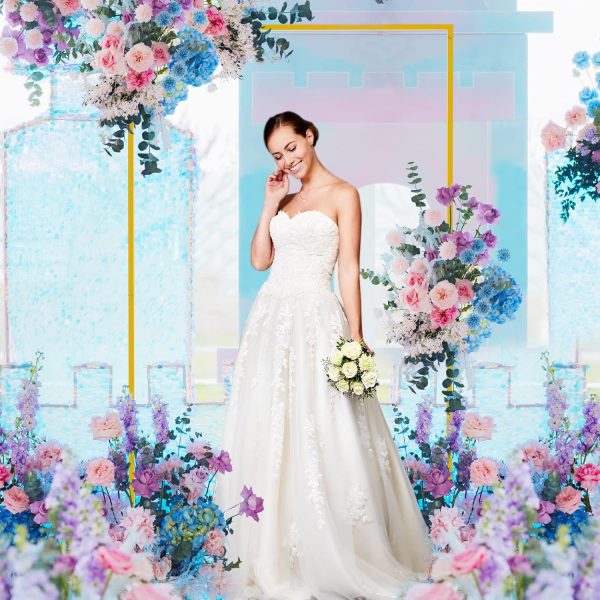Wokceer Gold Metal Wedding Arch Sturdy Square Frame Decor-5
