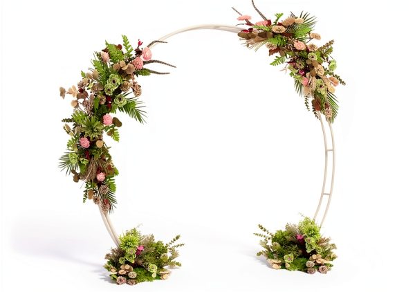 LeJoy Garden Round Metal Arch Steel Epoxy Wedding Decor-3