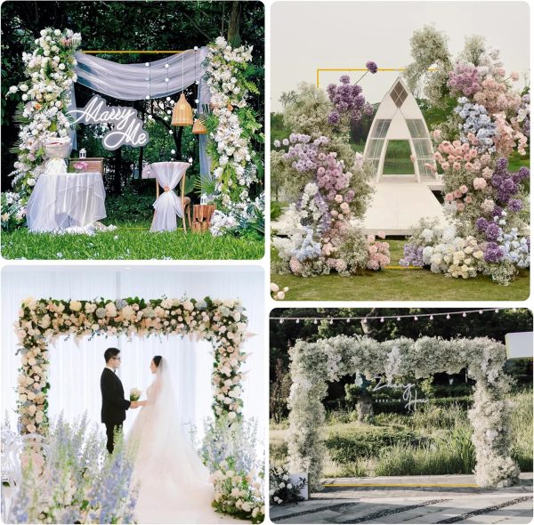 Wokceer Metal Square Wedding Arch Gold Sturdy Backdrop Stand-2