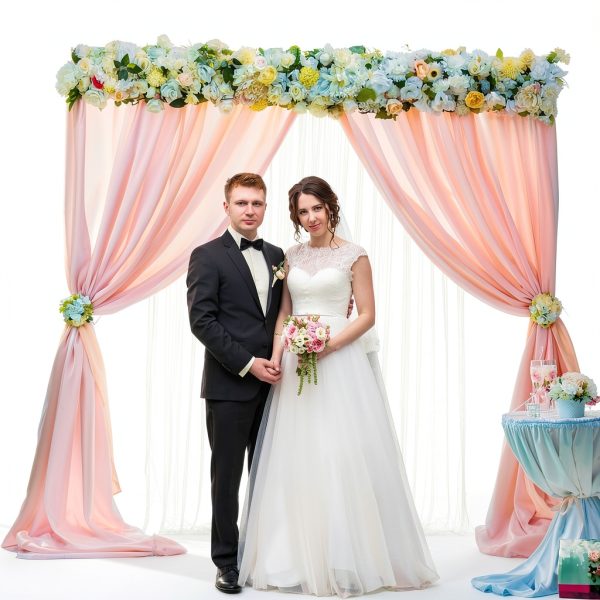 Wokceer Metal Wedding Arch Stand Square White Gold Decor-2