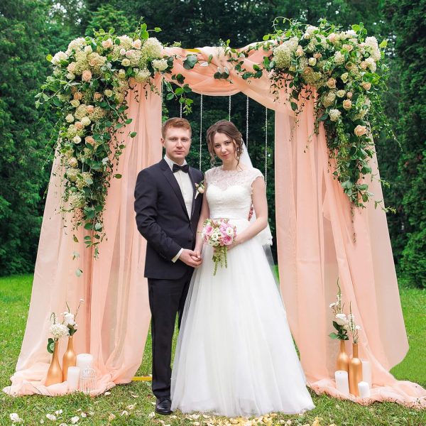Fomcet Gold Square Wedding Arch Metal Backdrop Stand-2