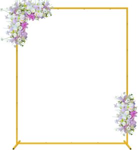 Fomcet Gold Square Wedding Arch Metal Backdrop Stand-0