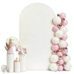JCJ Spandex Wedding Arch Cover 6.6ft Beige Backdrop-0