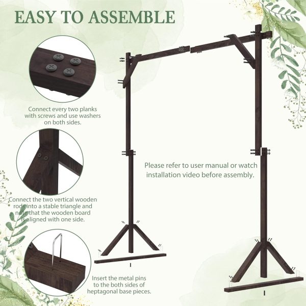 Fomcet Square Wood Arch Garden Arbor Brown Traditional Style-3