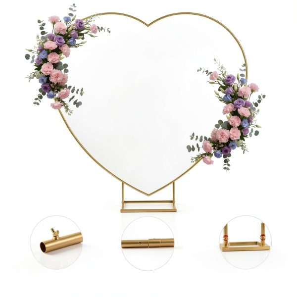 HeyMate Gold Heart Arch Iron Wedding Decor Modern Style-2