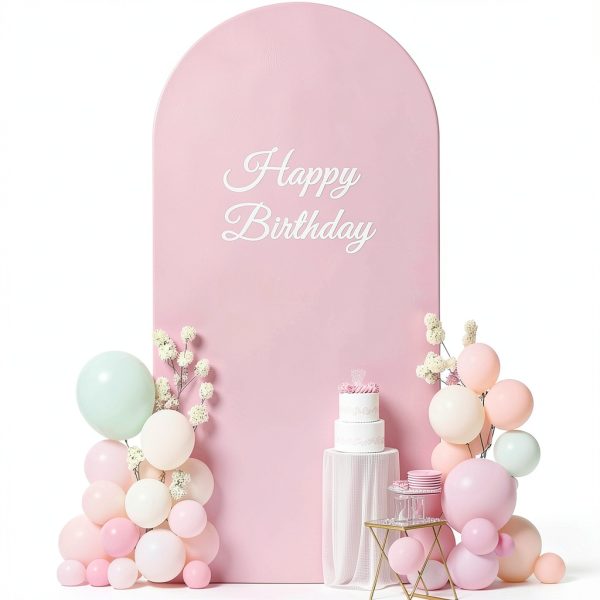 JCJ Spandex Arch Backdrop Pink 72FT Wedding-1