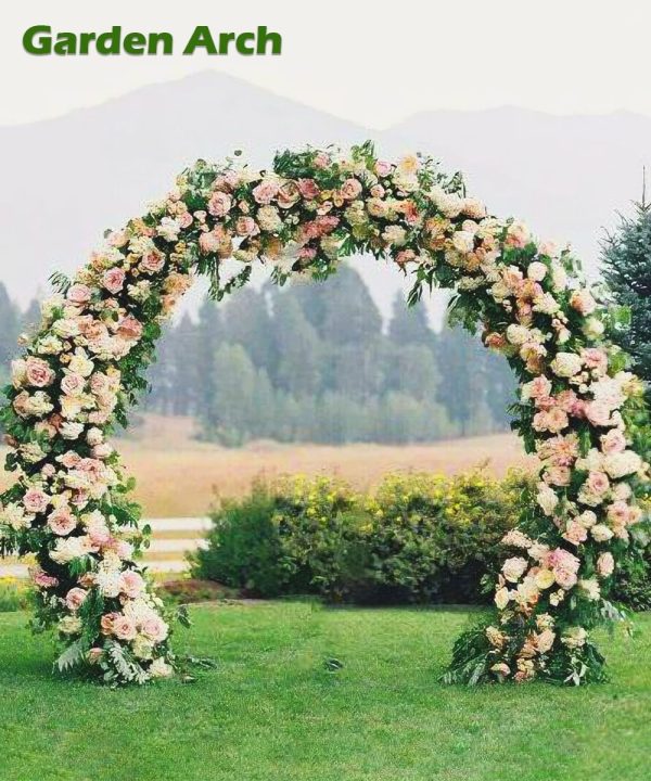 Queension 8FT Metal Wedding Arch Garden Trellis Black Gold-6