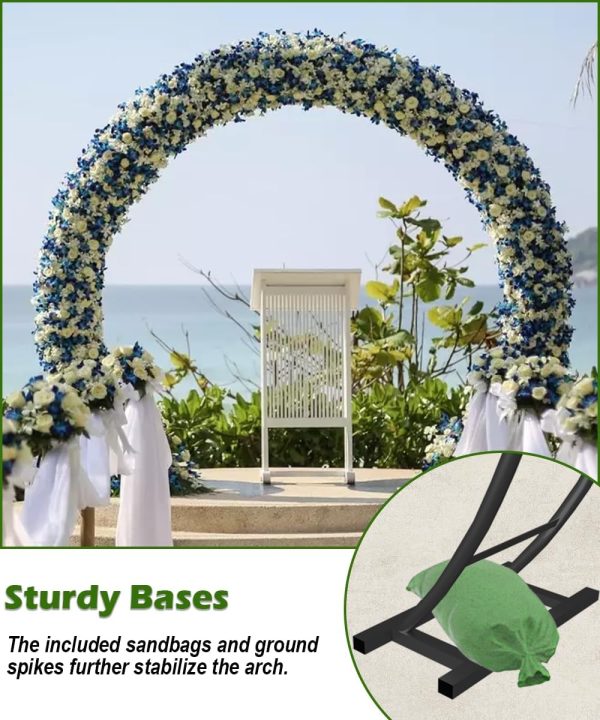Queension 8FT Metal Wedding Arch Garden Trellis Black Gold-2