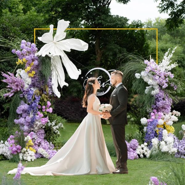 Wokceer Metal Square Wedding Arch Gold Sturdy Backdrop Stand-4