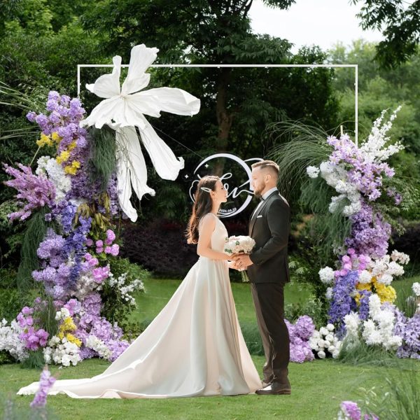 Wokceer Metal Wedding Arch Rustic Square Garden Arbor-1