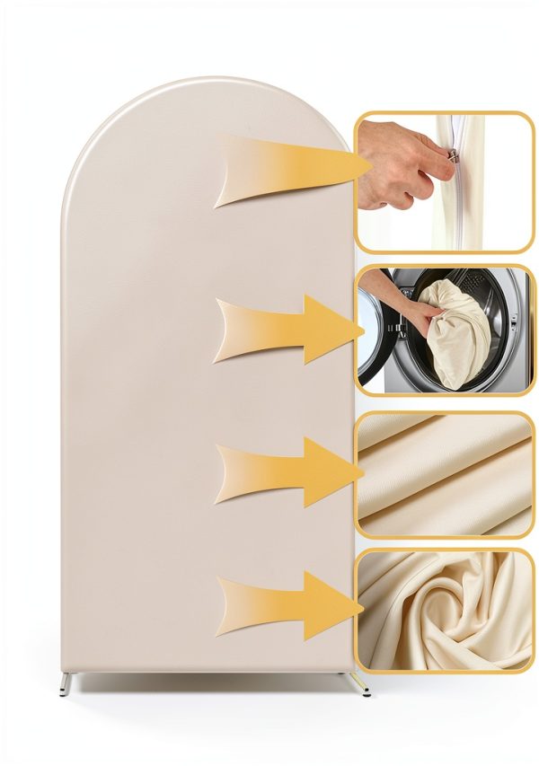 JCJ Spandex Wedding Arch Cover 6.6ft Beige Backdrop-3