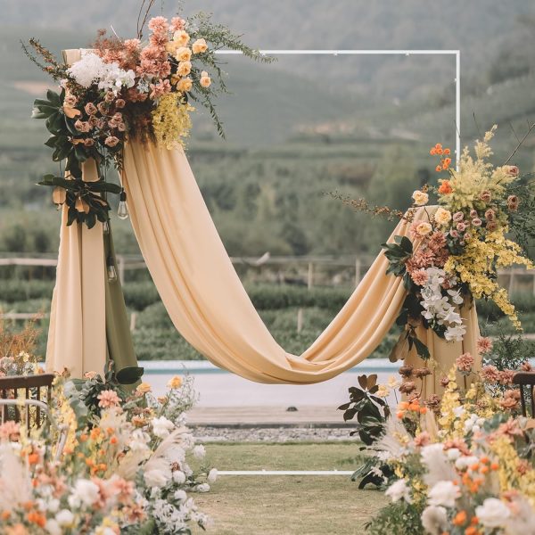 Wokceer Metal Wedding Arch Rustic Square Garden Arbor-1