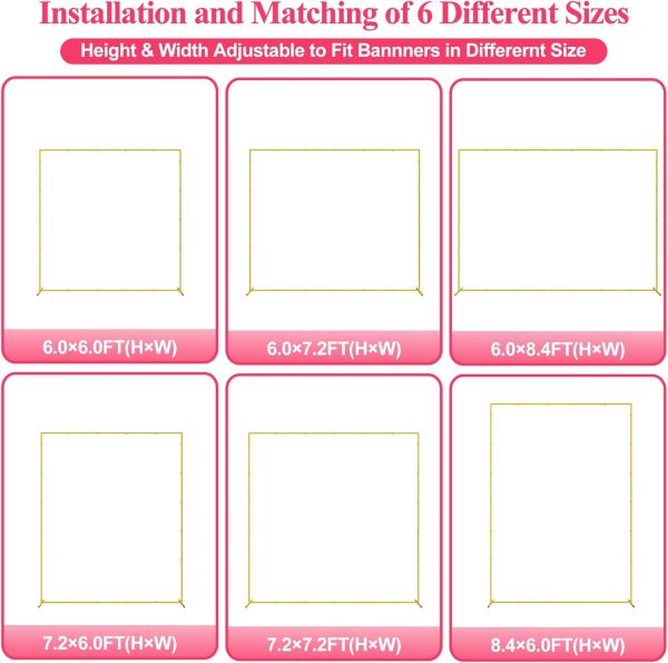 Wokceer Metal Square Wedding Arch Gold Sturdy Backdrop Stand-1