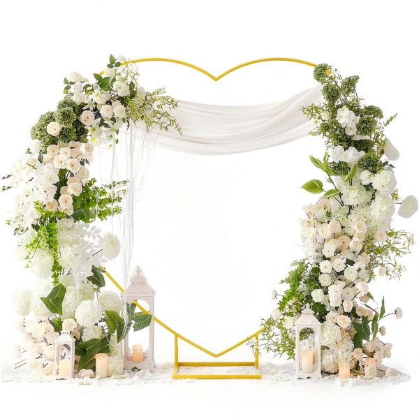 HeyMate Gold Heart Arch Iron Wedding Decor Modern Style-5