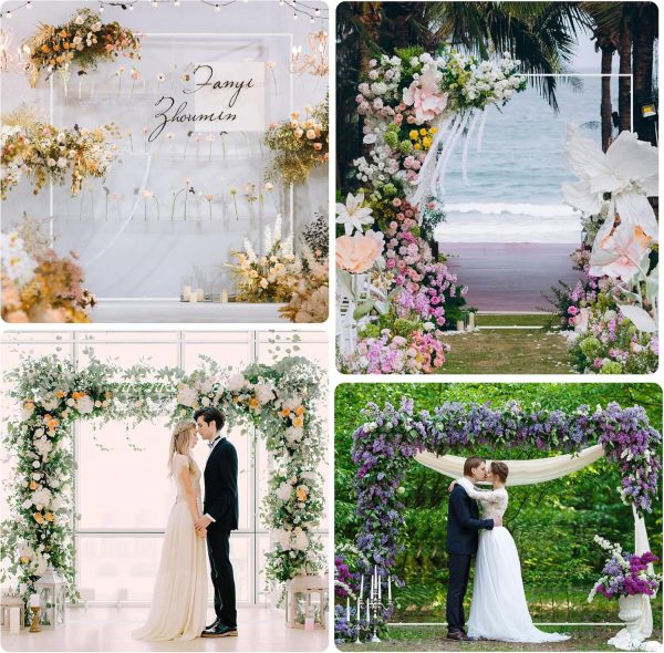Wokceer Metal Wedding Arch Rustic Square Garden Arbor-5