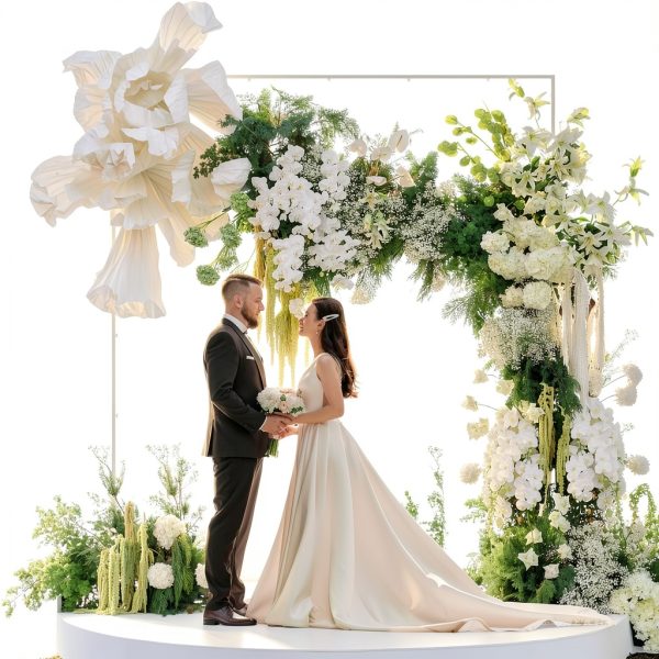 Wokceer Wedding Arch Metal Square Garden Arbors Ceremony-6