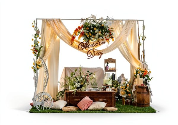 Wokceer Wedding Arch Metal Square Garden Arbors Ceremony-5