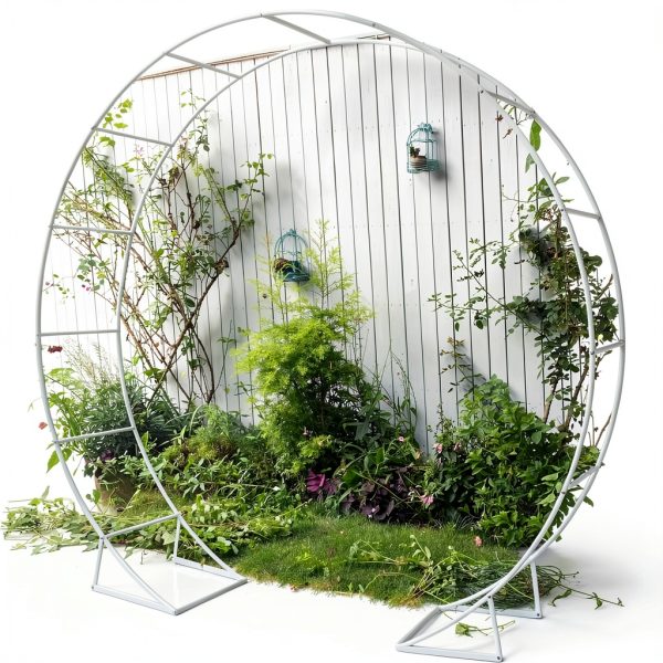 LeJoy Garden Round Metal Arch Steel Epoxy Wedding Decor-6