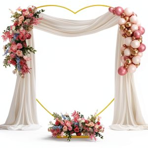 HeyMate Gold Heart Arch Iron Wedding Decor Modern Style-0