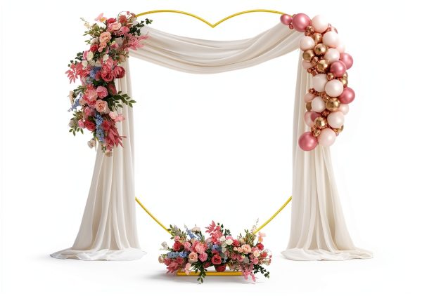 HeyMate Gold Heart Arch Iron Wedding Decor Modern Style-0