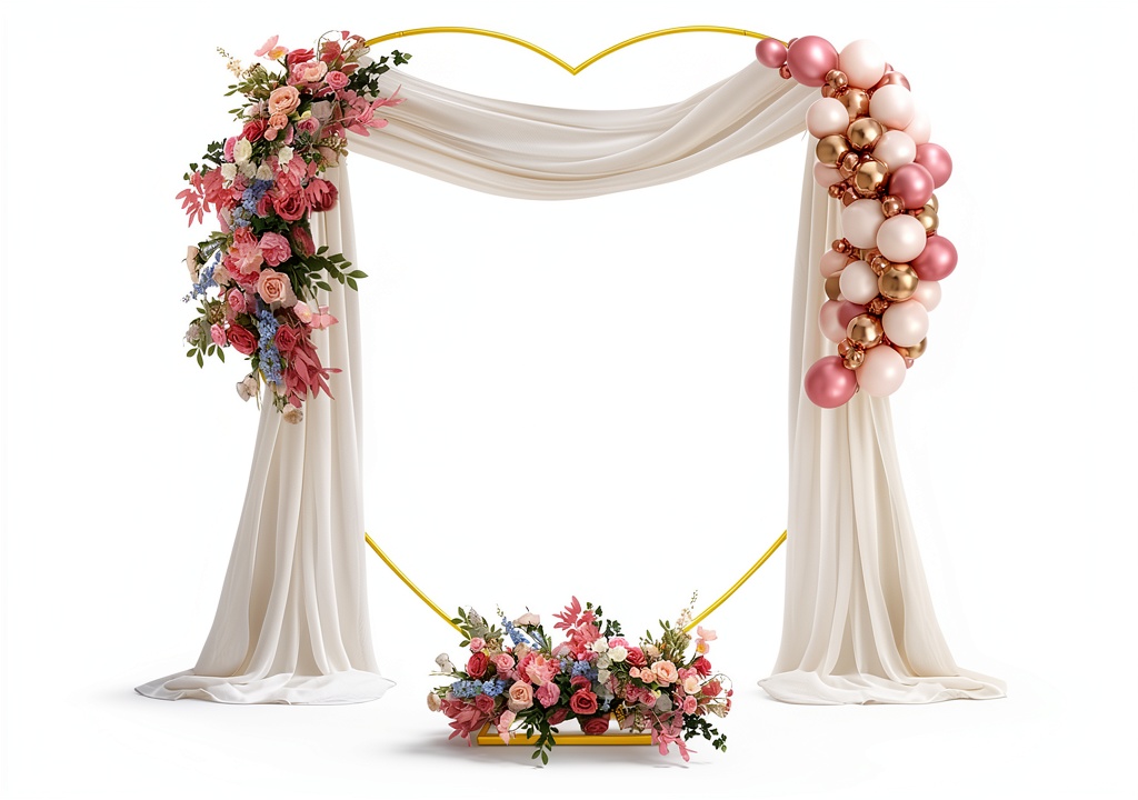 HeyMate Gold Heart Arch displayed in a garden setting
