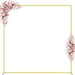Wokceer Metal Square Wedding Arch Gold Sturdy Backdrop Stand-0