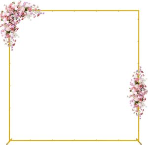 Wokceer Metal Square Wedding Arch Gold Sturdy Backdrop Stand-0