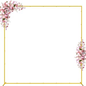 Wokceer Metal Square Wedding Arch Gold Sturdy Backdrop Stand-0