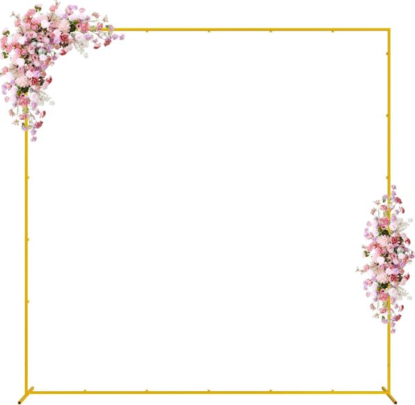 Wokceer Metal Square Wedding Arch Gold Sturdy Backdrop Stand-0