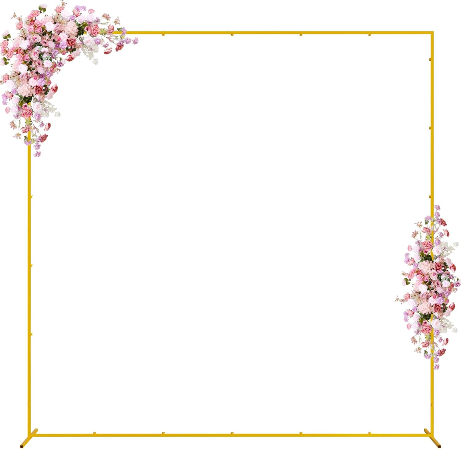 Wokceer square wedding arch in gold finish set up in a garden